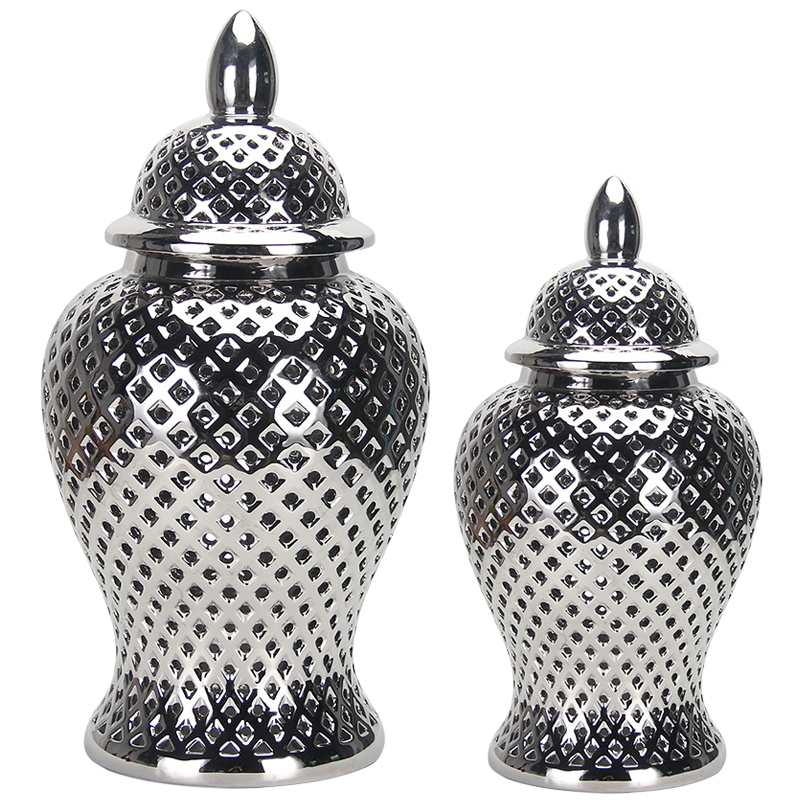 Ваза с крышкой Ceramic Silver Vase Серебряный Ваза с крышкой Ceramic Silver Vase Серебряный в Брянске | Loft Concept