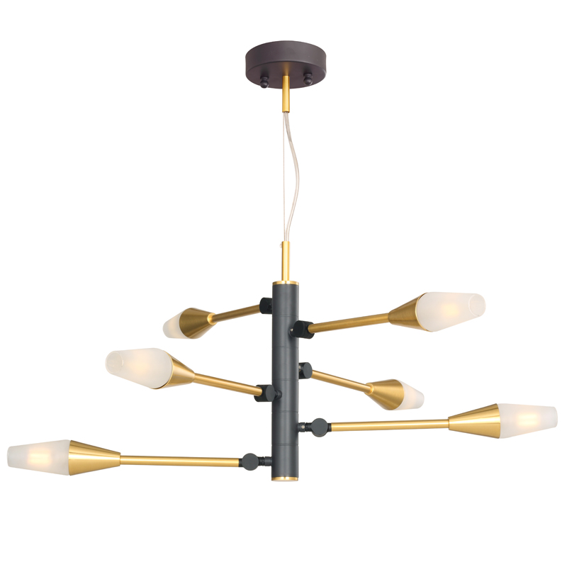 Люстра Paulette Chandelier Латунь Серый Белое матовое стекло Люстра Paulette Chandelier Латунь Серый Белое матовое стекло в Брянске | Loft Concept
