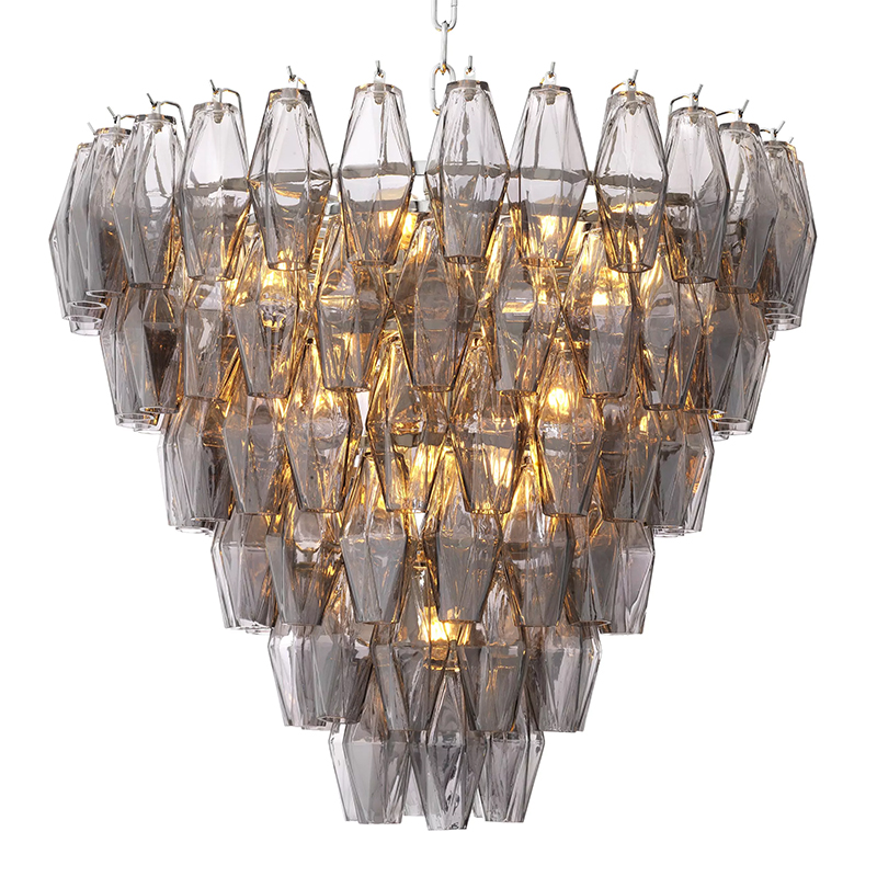Люстра Eichholtz Chandelier Benini S Никель Стекло Смок Люстра Eichholtz Chandelier Benini S Никель Стекло Смок в Брянске | Loft Concept