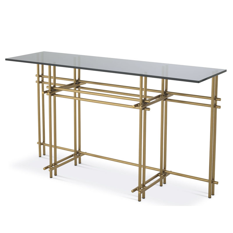 Консоль Eichholtz CONSOLE TABLE QUINN Латунь Стекло Смок Консоль Eichholtz CONSOLE TABLE QUINN Латунь Стекло Смок в Брянске | Loft Concept