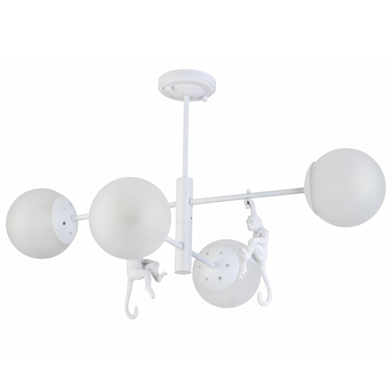 Потолочная люстра Hanging Monkey 4 lamp Белый Потолочная люстра Hanging Monkey 4 lamp Белый в Брянске | Loft Concept