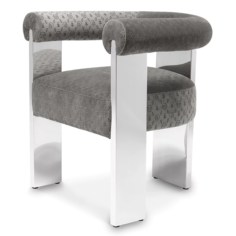 Стул Philipp Plein Dining Chair Icon Grey Серый Хром Стул Philipp Plein Dining Chair Icon Grey Серый Хром в Брянске | Loft Concept