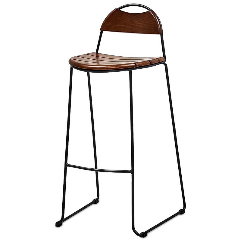Барный стул Yumann Stool Черный Коричневый в Брянске | Loft Concept 