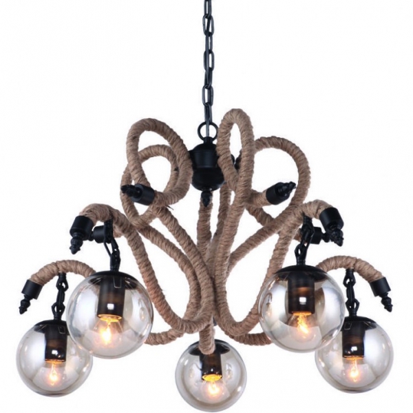 Люстра Loft Rope Chandelier Globe 5 Черный Люстра Loft Rope Chandelier Globe 5 Черный в Брянске | Loft Concept