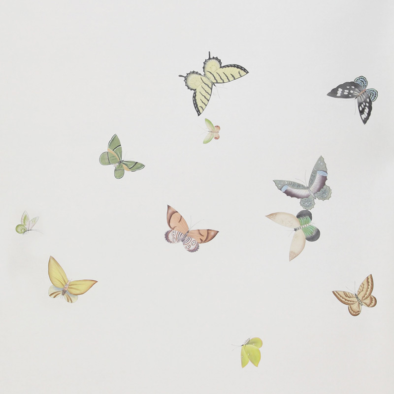 Обои ручная роспись Butterflies Emerald on Natural Mica metallic silk Обои ручная роспись Butterflies Emerald on Natural Mica metallic silk в Брянске | Loft Concept