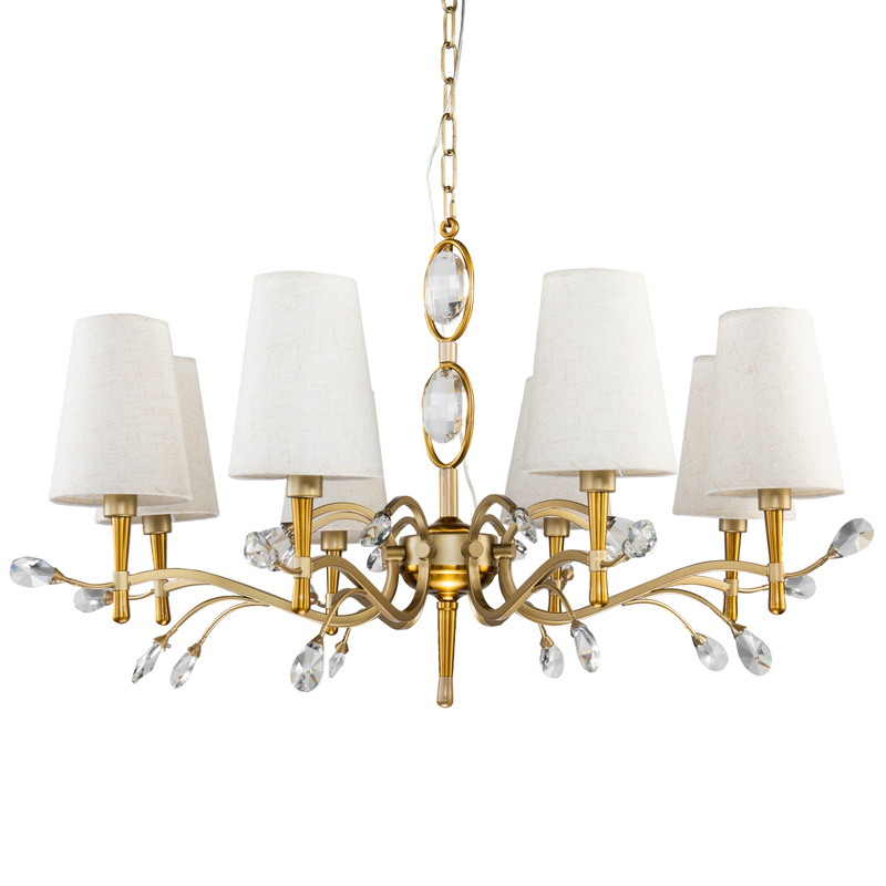 Люстра Desiree Chandelier 84 Латунь матовое золото Белый Прозрачный Люстра Desiree Chandelier 84 Латунь матовое золото Белый Прозрачный в Брянске | Loft Concept