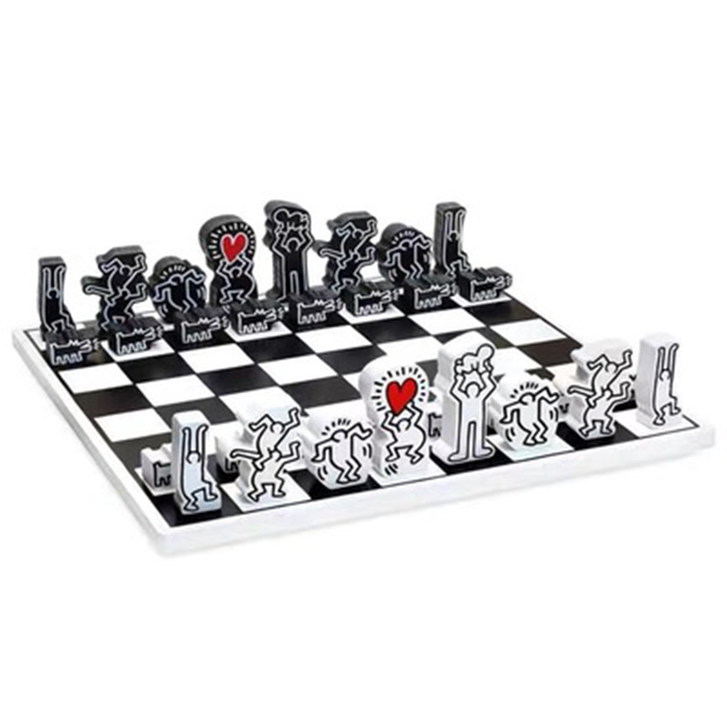 Деревянный шахматный набор Keith Haring Chess Set Белый Черный Красный Деревянный шахматный набор Keith Haring Chess Set Белый Черный Красный в Брянске | Loft Concept