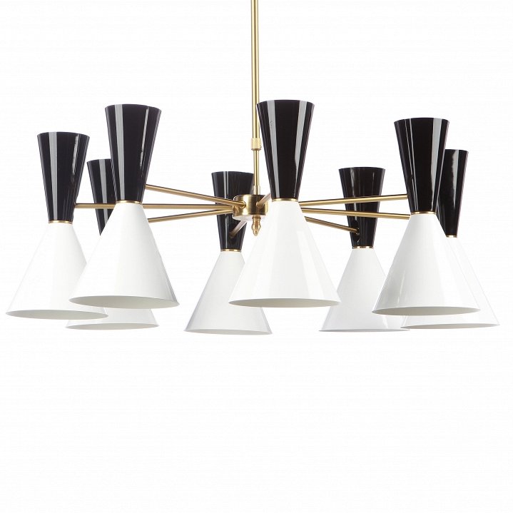 Люстра CAIRO Chandelier 8 Arm black and white Черный Белый Латунь в Брянске | Loft Concept 