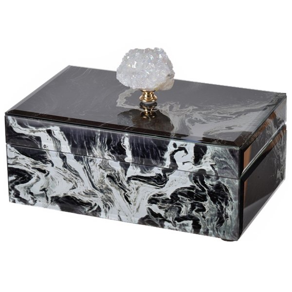 Шкатулка Gray Marble горный хрусталь L Серый Шкатулка Gray Marble горный хрусталь L Серый в Брянске | Loft Concept