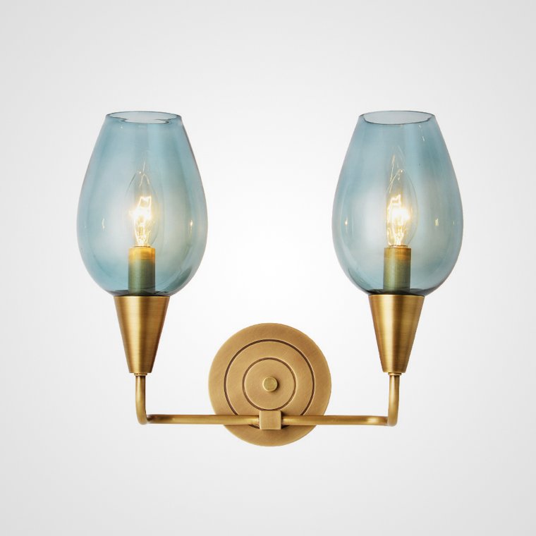 Бра VIOLA WALL Lamp Double Латунь Голубой пастельный Бра VIOLA WALL Lamp Double Латунь Голубой пастельный в Брянске | Loft Concept