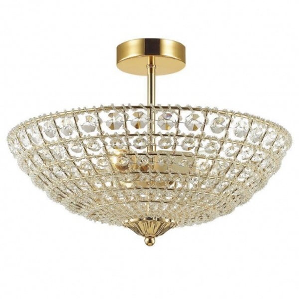 Потолочный светильник Casbah Crystal Top Lamp 3 Gold Прозрачный Глянцевое золото Потолочный светильник Casbah Crystal Top Lamp 3 Gold Прозрачный Глянцевое золото в Брянске | Loft Concept