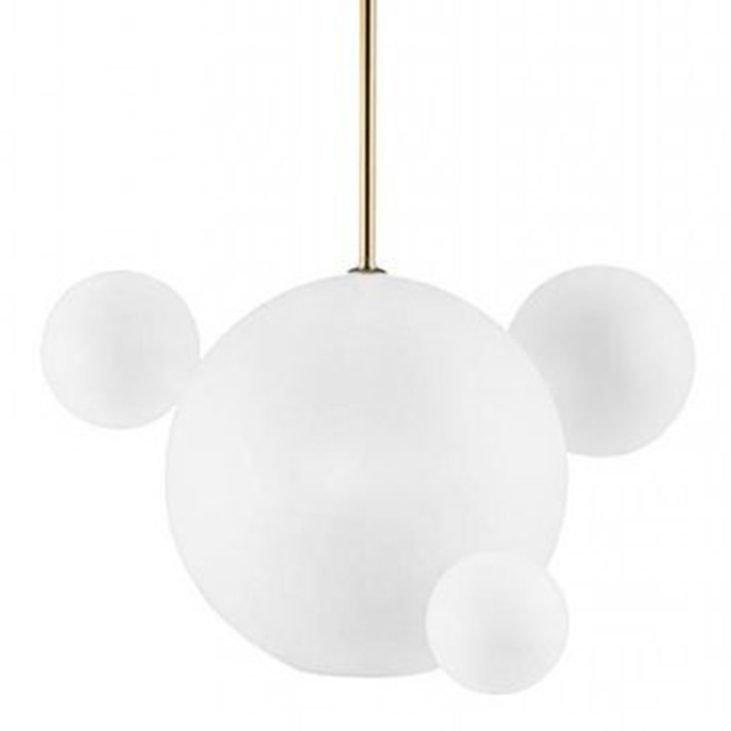 Светильник Giopato & Coombes Bollr Pendant 4 BUBBLE LAMP матовое белое стекло Белый Золотой в Брянске | Loft Concept 