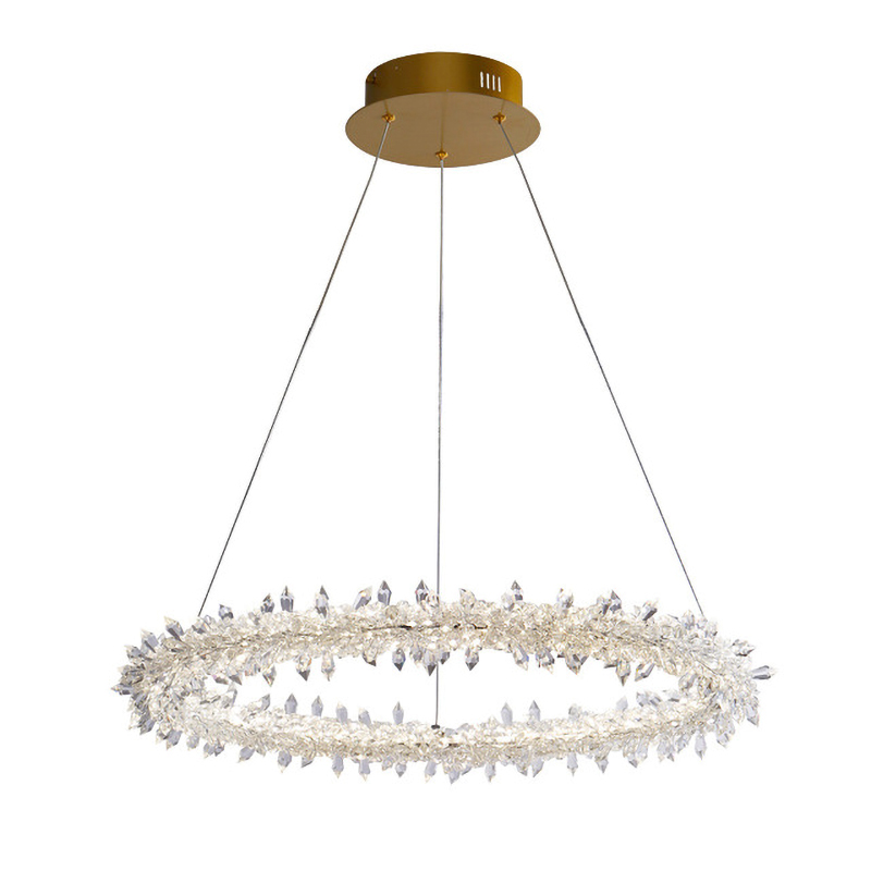 Люстра Crystal round chandelier Прозрачный Латунь Люстра Crystal round chandelier Прозрачный Латунь в Брянске | Loft Concept