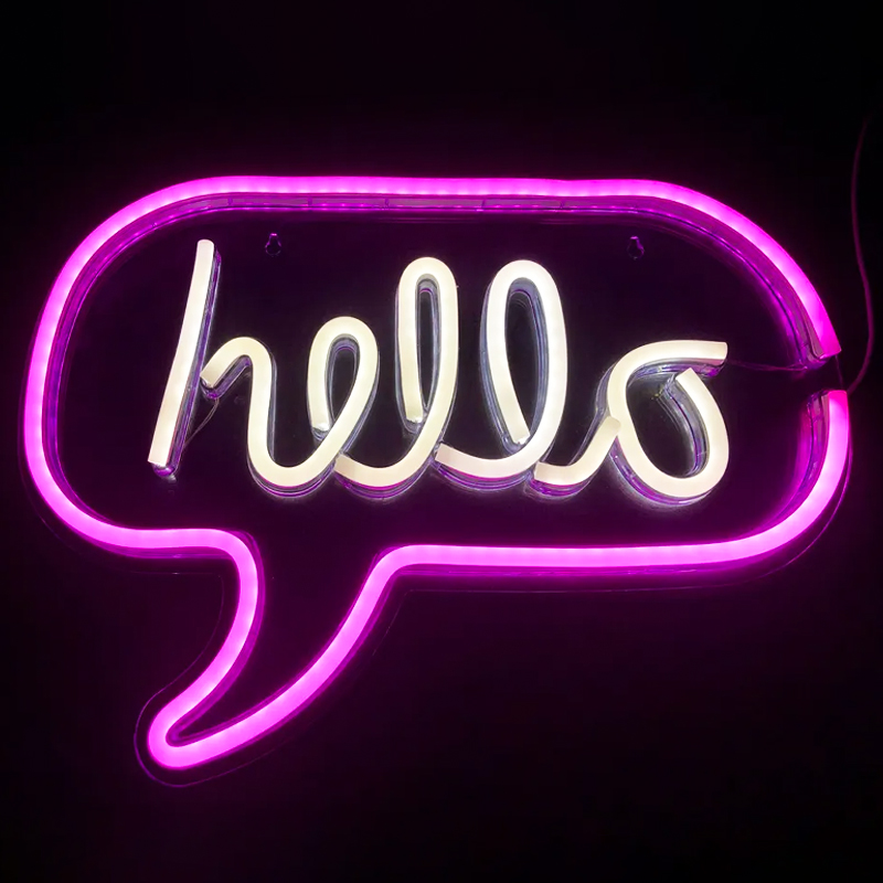 Неоновая настенная лампа Hello Neon Wall Lamp Розовый Белый Неоновая настенная лампа Hello Neon Wall Lamp Розовый Белый в Брянске | Loft Concept
