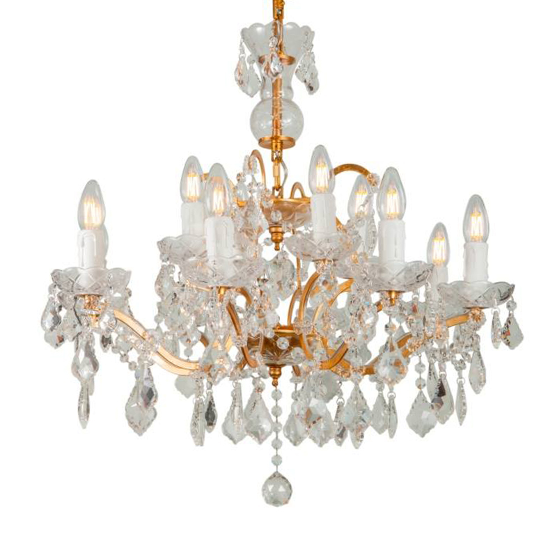 Люстра 19th c. Rococo IRON & CLEAR CRYSTAL GOLD Chandelier Прозрачное Стекло Золотой в Брянске | Loft Concept 