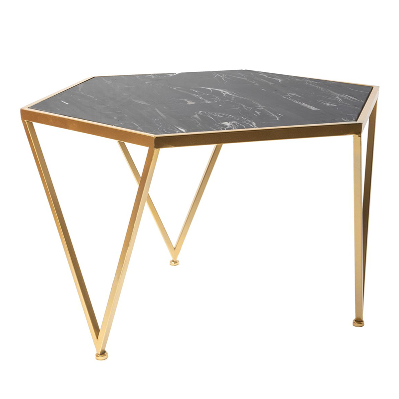 Приставной столик Hexagon Marble Countertop чёрный мрамор Золотой Черный Мрамор Nero Приставной столик Hexagon Marble Countertop чёрный мрамор Золотой Черный Мрамор Nero в Брянске | Loft Concept