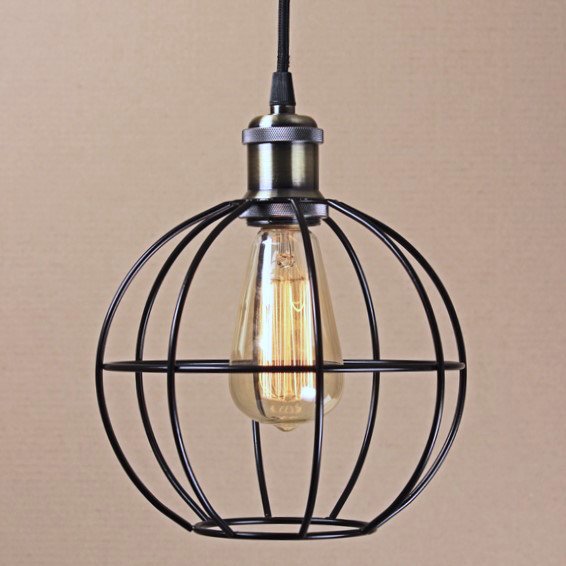 Подвесной светильник Wire Cage Pendant Ball Black Черный Подвесной светильник Wire Cage Pendant Ball Black Черный в Брянске | Loft Concept