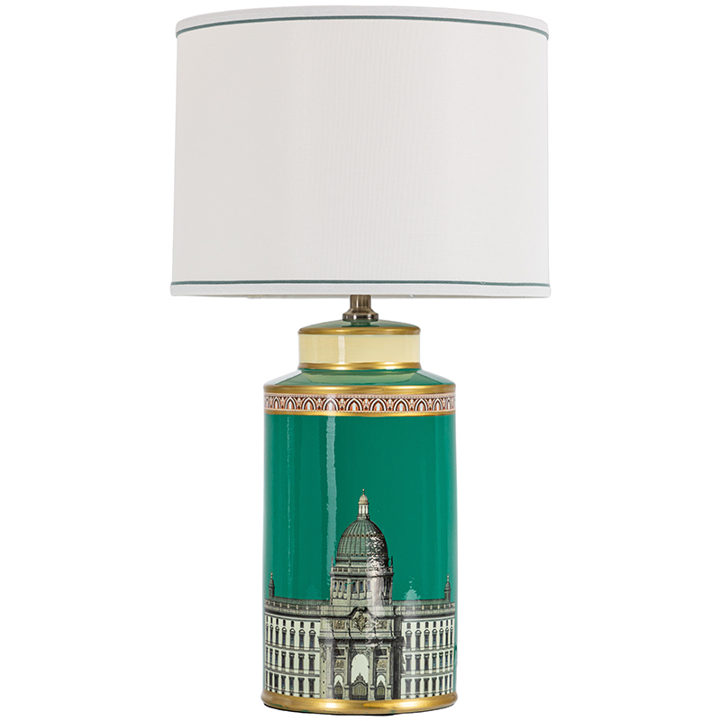 Настольная лампа Old Town Green Lampshade Белый Зеленый Золотой Настольная лампа Old Town Green Lampshade Белый Зеленый Золотой в Брянске | Loft Concept