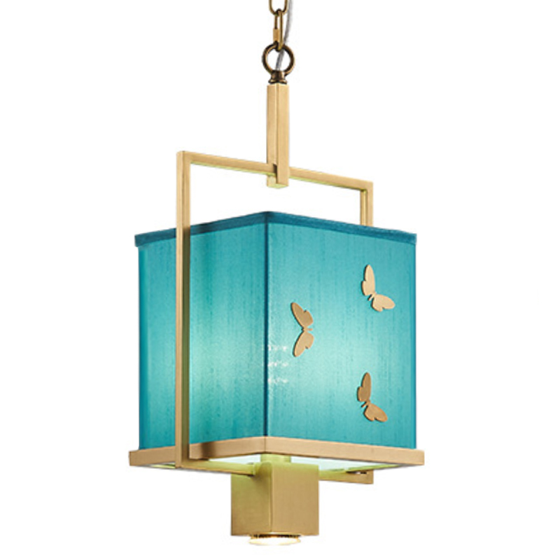 Светильник с бабочками Butterflies Blue Background Hanging lamp Латунь Бирюзовый Светильник с бабочками Butterflies Blue Background Hanging lamp Латунь Бирюзовый в Брянске | Loft Concept