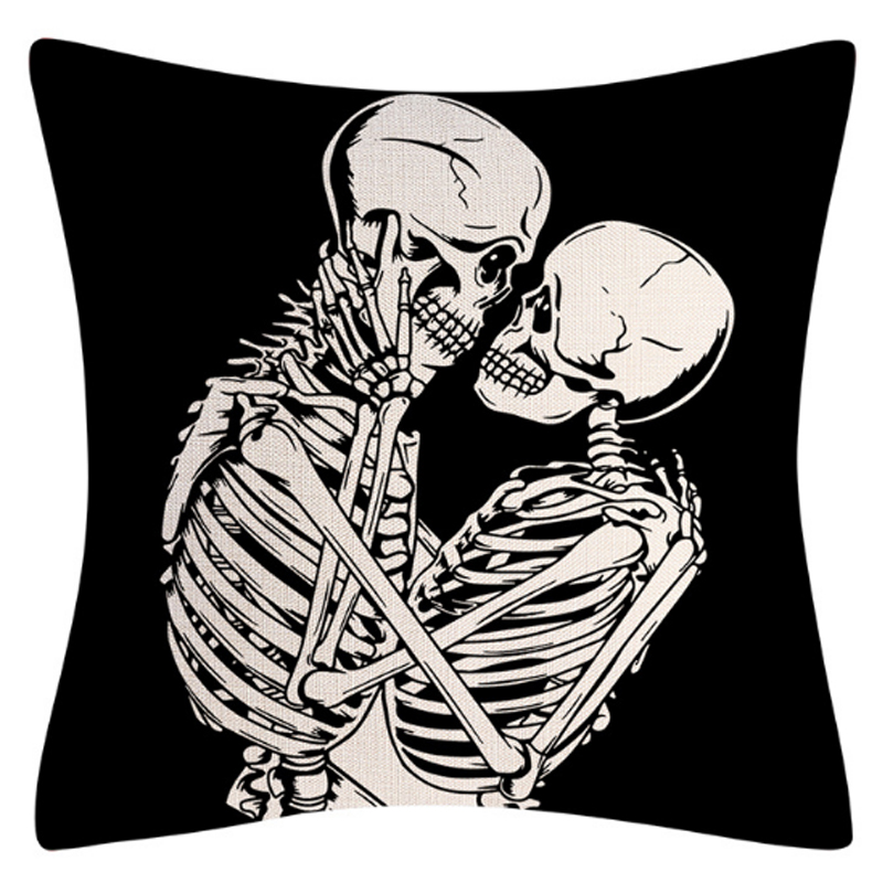 Подушка на Хэллоуин Skeleton in love Черно-белый Подушка на Хэллоуин Skeleton in love Черно-белый в Брянске | Loft Concept