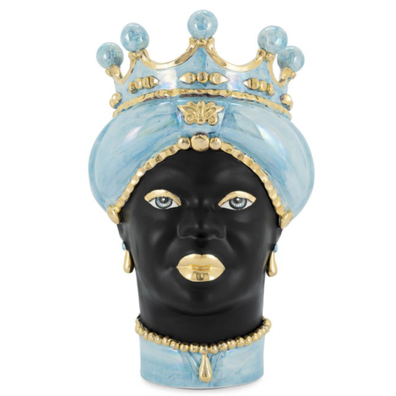Ваза VASE MORO LADY MED. MOP blue Черный Светло-голубой Золотой Ваза VASE MORO LADY MED. MOP blue Черный Светло-голубой Золотой в Брянске | Loft Concept