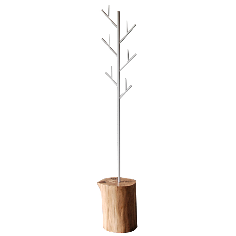 Вешалка Metal Branches and Stump Floor Hanger White Белый Светлый дуб Вешалка Metal Branches and Stump Floor Hanger White Белый Светлый дуб в Брянске | Loft Concept