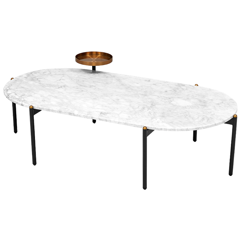 Кофейный стол с белой каменной столешницей Macias Coffee Table White Белый Черный Медь Кофейный стол с белой каменной столешницей Macias Coffee Table White Белый Черный Медь в Брянске | Loft Concept