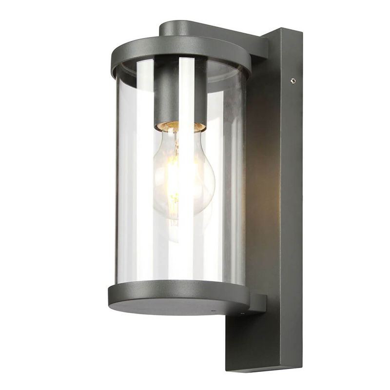 Уличный настенный светильник Horan Street Lamp Черный Прозрачное Стекло Уличный настенный светильник Horan Street Lamp Черный Прозрачное Стекло в Брянске | Loft Concept
