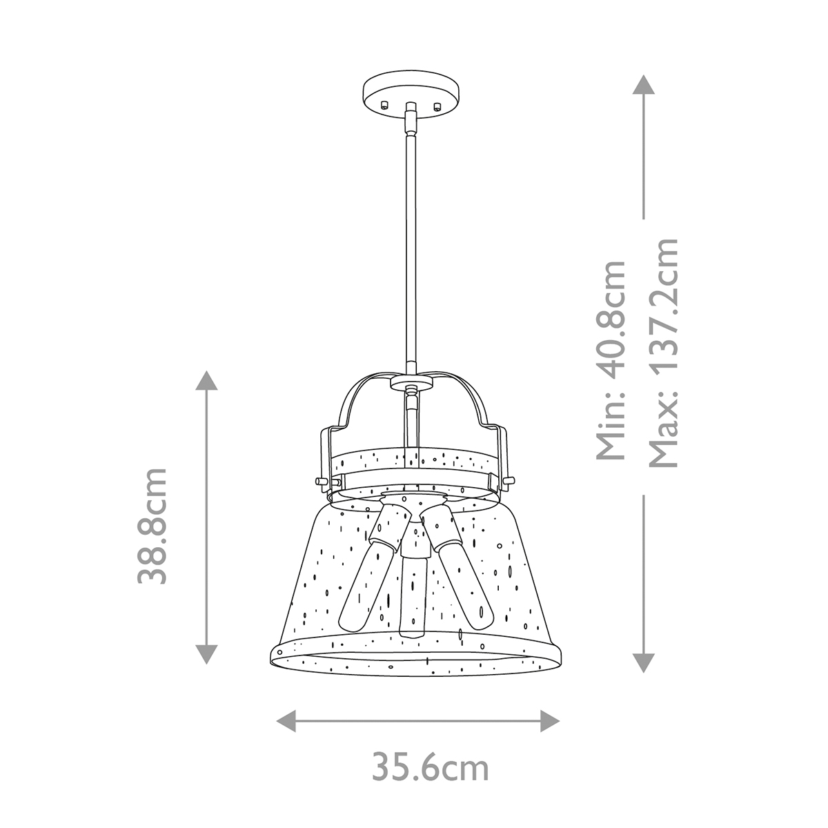 Подвесной светильник с прозрачным стеклянным плафоном в форме колокола с эффектом пузырьков и тремя лампами Quoizel в Брянске