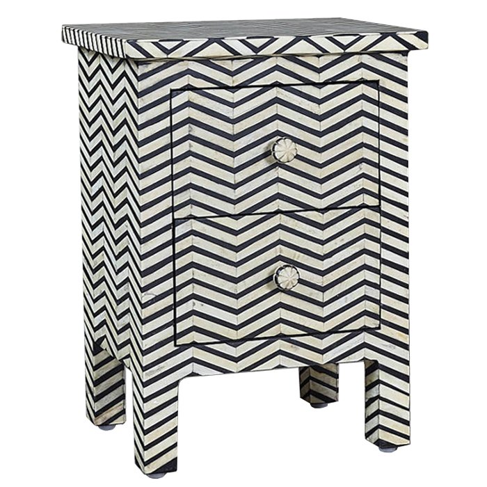 Комод инкрустация костью Inlaid Bone Chevron Mini Белый Черный в Брянске | Loft Concept 