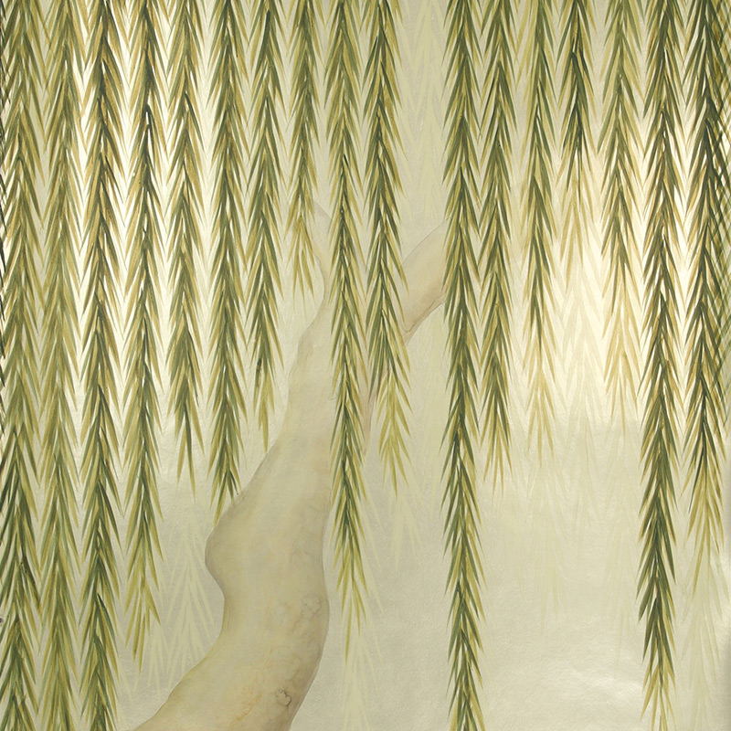 Обои ручная роспись Willow Original colourway on Champagne Gold gilded paper Обои ручная роспись Willow Original colourway on Champagne Gold gilded paper в Брянске | Loft Concept