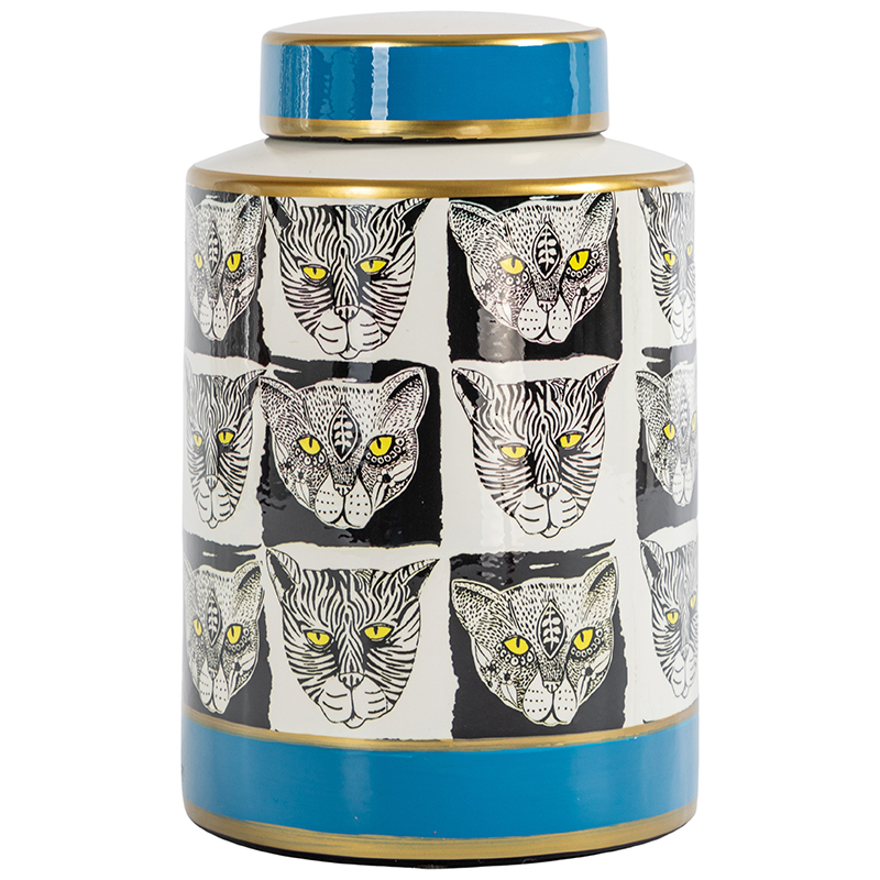 Ваза с крышкой Cats Vase Белый Черно-белый Голубой Золотой Красный Ваза с крышкой Cats Vase Белый Черно-белый Голубой Золотой Красный в Брянске | Loft Concept