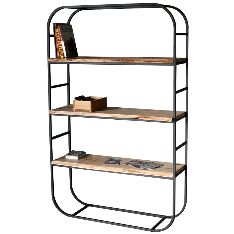 Стеллаж Jensen Industrial Metal Rust Rack Черный Светлый дуб Стеллаж Jensen Industrial Metal Rust Rack Черный Светлый дуб в Брянске | Loft Concept
