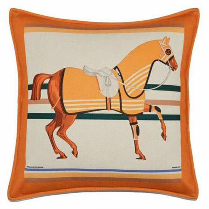 Декоративная подушка Hermes Horse 22 Оранжевый Мульти Декоративная подушка Hermes Horse 22 Оранжевый Мульти в Брянске | Loft Concept