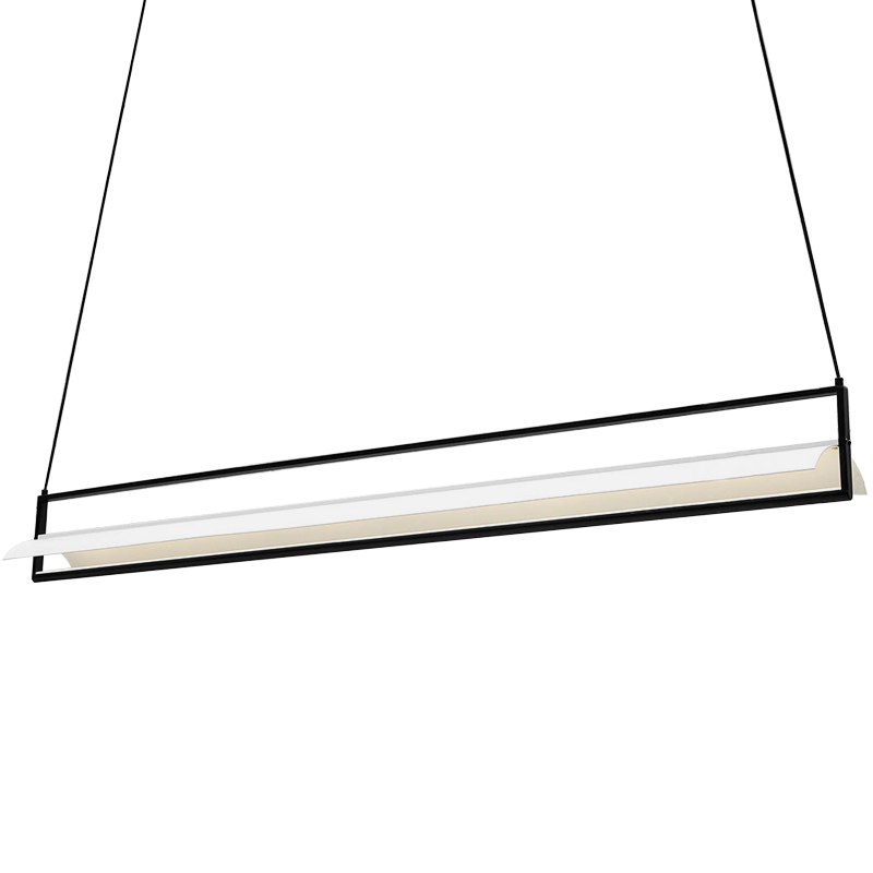 Дизайнерский линейный подвесной светильник CANVAS LINEAR RECTANGULAR HANGING LAMP Черный Белый Дизайнерский линейный подвесной светильник CANVAS LINEAR RECTANGULAR HANGING LAMP Черный Белый в Брянске | Loft Concept