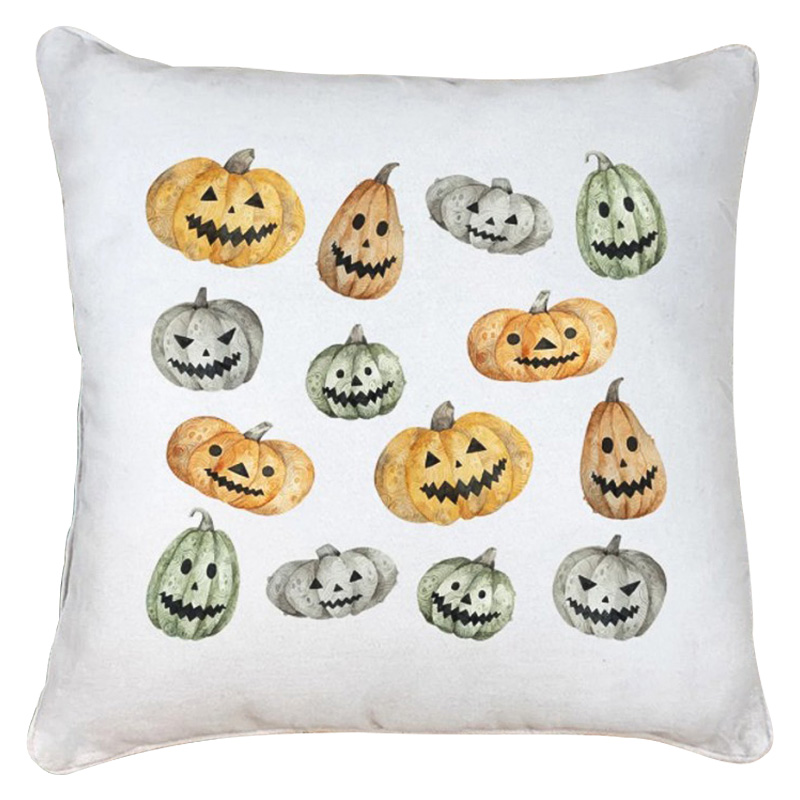 Подушка Halloween Pumpkin Белый Оранжевый Серый Подушка Halloween Pumpkin Белый Оранжевый Серый в Брянске | Loft Concept