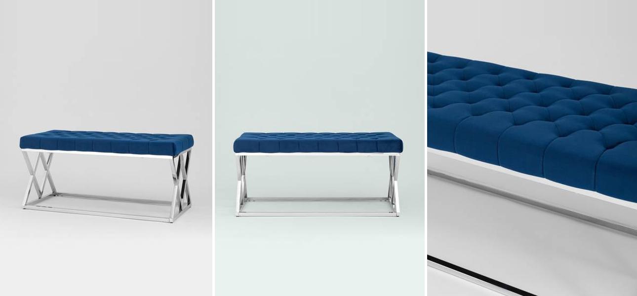 Банкетка синий велюр Rhombus Serene Phoenix   - фото