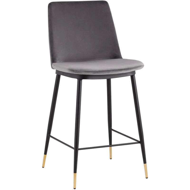 Полубарный Стул Melissa Chair Серый Велюр Серый Черный Полубарный Стул Melissa Chair Серый Велюр Серый Черный в Брянске | Loft Concept