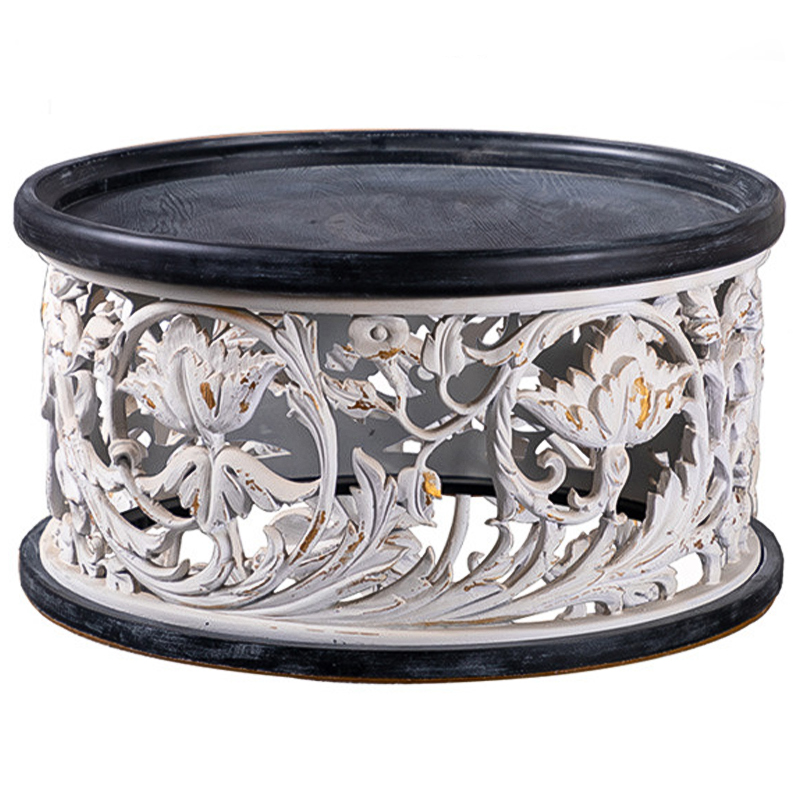 Кофейный стол Fleurette Provence Black White Coffee Table 80 Черный Белый Золотой Кофейный стол Fleurette Provence Black White Coffee Table 80 Черный Белый Золотой в Брянске | Loft Concept
