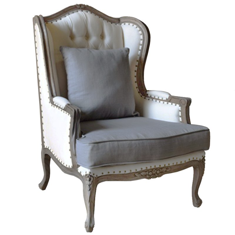Кресло Villa Grandfather linen ivory ( слоновая кость ) Дерево Темно-Серый Кресло Villa Grandfather linen ivory ( слоновая кость ) Дерево Темно-Серый в Брянске | Loft Concept