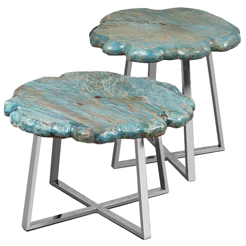 Приставной стол Melted Turquoise Бирюзовый Нержавеющая сталь Приставной стол Melted Turquoise Бирюзовый Нержавеющая сталь в Брянске | Loft Concept
