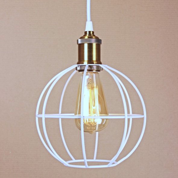 Подвесной светильник Wire Cage Pendant Ball White Белый в Брянске | Loft Concept 