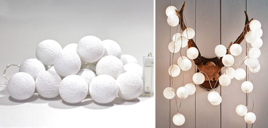 Гирлянда хлопковые фонарики Сotton Ball White - Loft-Concept в Брянске