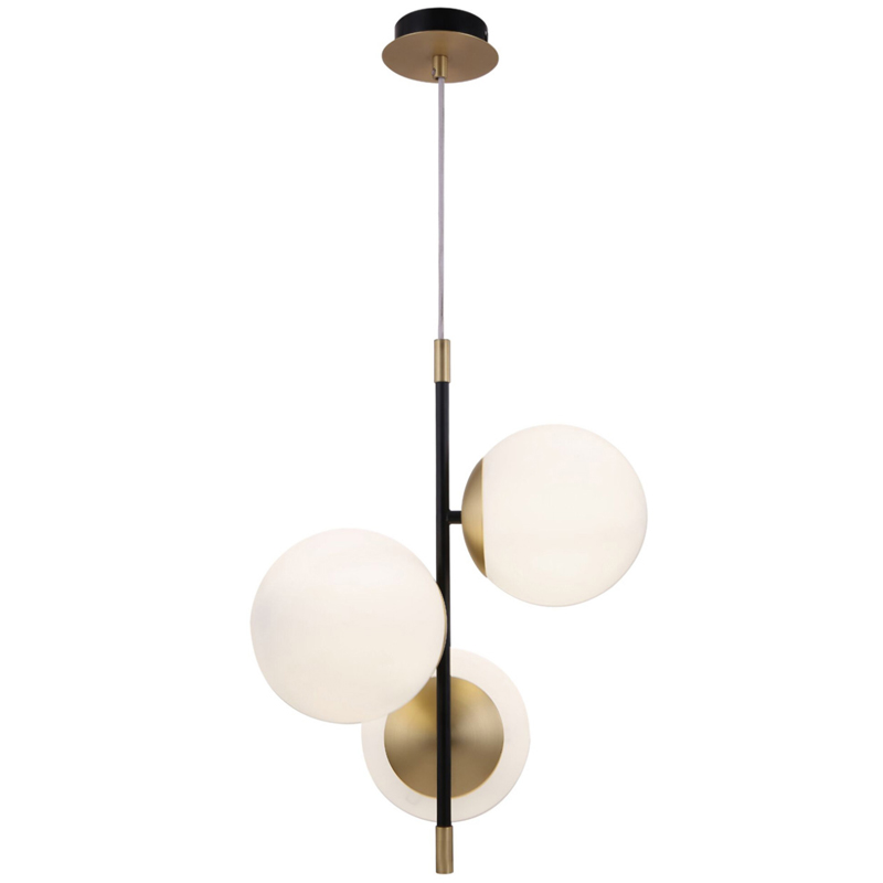Светильник Spike Three Balls Hanging Lamp матовое золото Прозрачный белый Светильник Spike Three Balls Hanging Lamp матовое золото Прозрачный белый в Брянске | Loft Concept