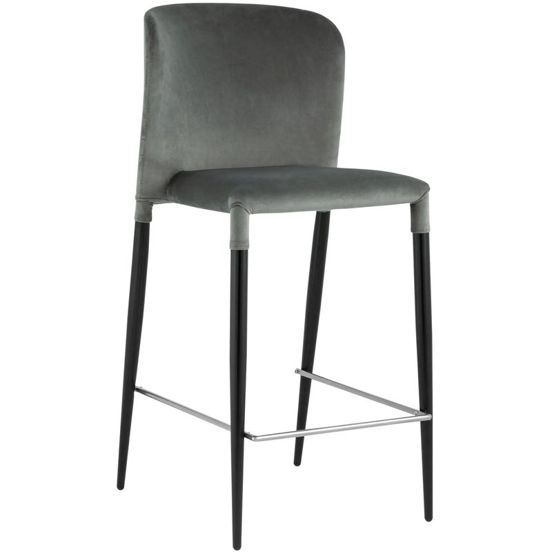 Барный Стул Lori Chair Серый Велюр Серый Черный Барный Стул Lori Chair Серый Велюр Серый Черный в Брянске | Loft Concept