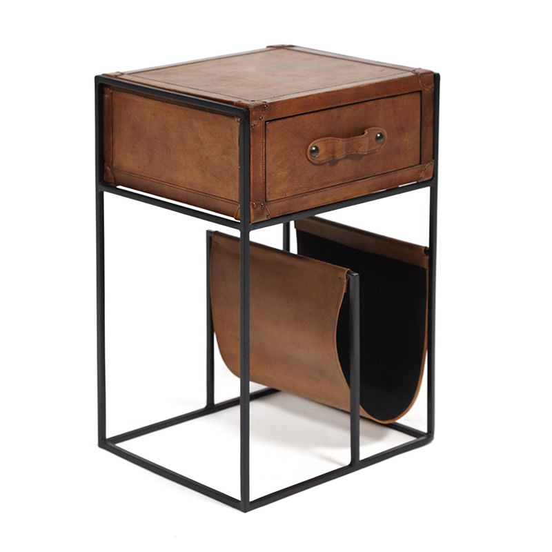 Тумба Industrial leather magazine rack  Коричневый Черный в Брянске | Loft Concept 