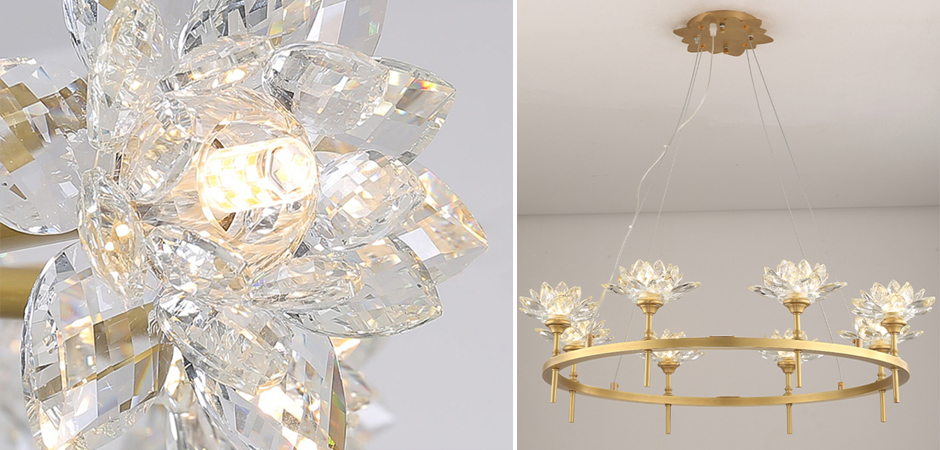 Люстра Хрустальные Цветы Лотоса Lotus flower Clear Glass lamp 8 Люстра Хрустальные Цветы Лотоса Lotus flower Clear Glass lamp 8 - Loft-Concept в Брянске