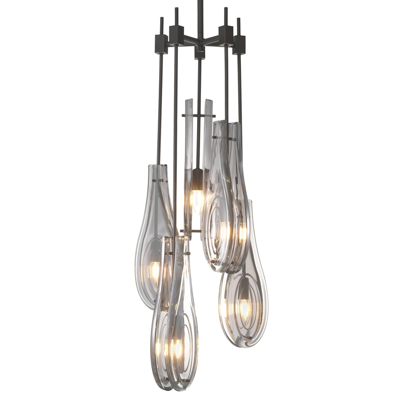 Люстра Eichholtz Chandelier Bellano L Bronze Темная бронза Стекло Смок Люстра Eichholtz Chandelier Bellano L Bronze Темная бронза Стекло Смок в Брянске | Loft Concept