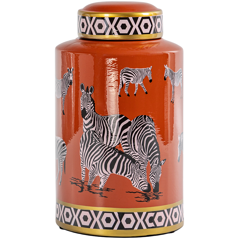 Ваза с крышкой Zebra Orange Vase Оранжевый Золотой Черно-белый Ваза с крышкой Zebra Orange Vase Оранжевый Золотой Черно-белый в Брянске | Loft Concept