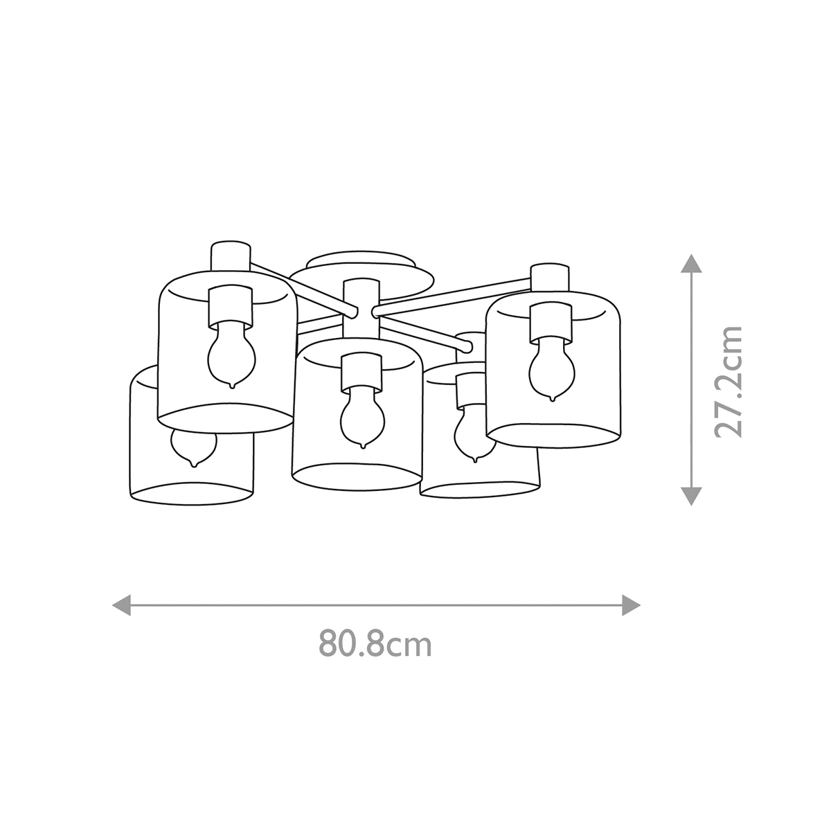 Потолочный светильник цвета латунь с пятью прозрачными цилиндрическими плафонами Hinkley в Брянске